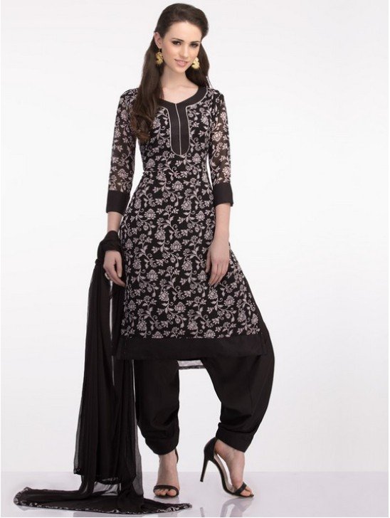 Black Printed Casual Pakistani Designer Suit