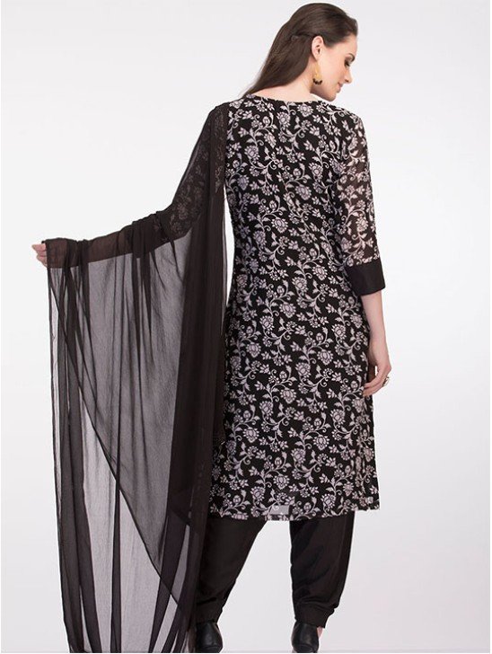 Black Printed Casual Pakistani Designer Suit