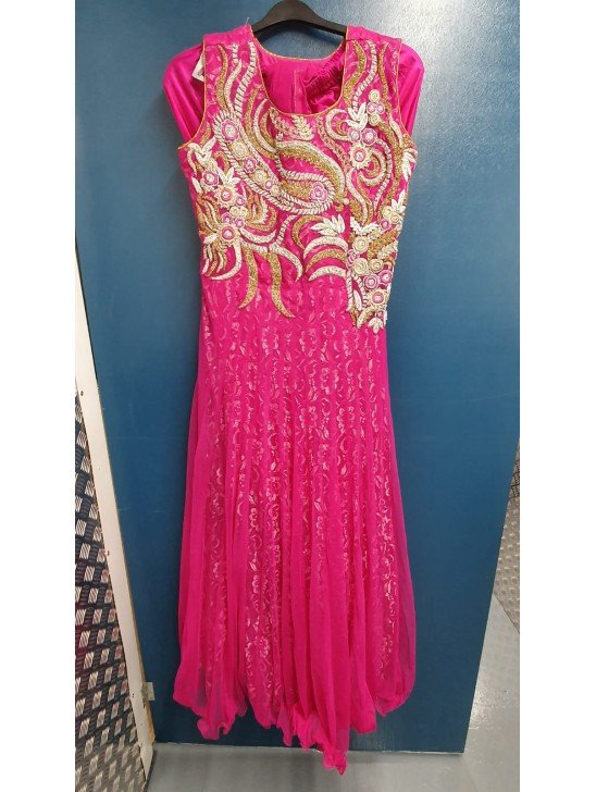 Pink Indian Ethnic Wear Net Gown