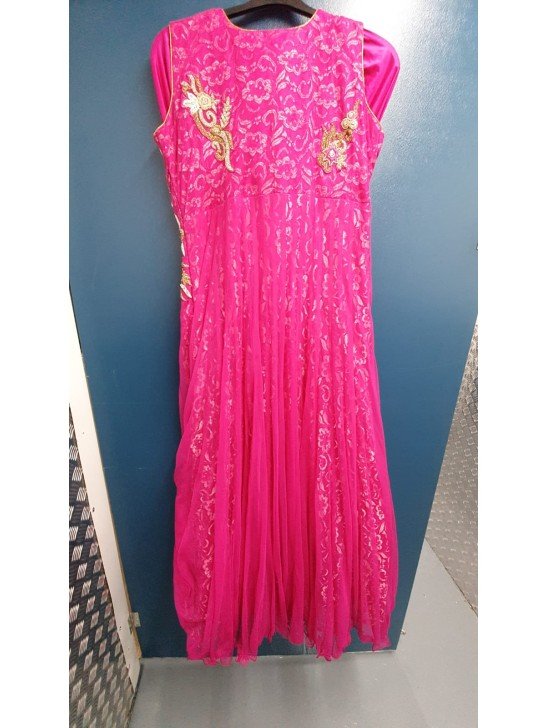 Pink Indian Ethnic Wear Net Gown