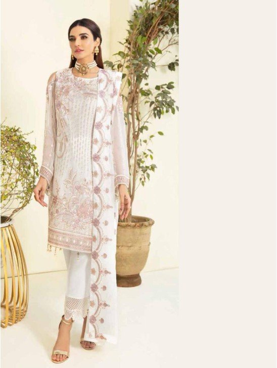 White Embroidered Salwar Kameez Fancy Pakistani Suit