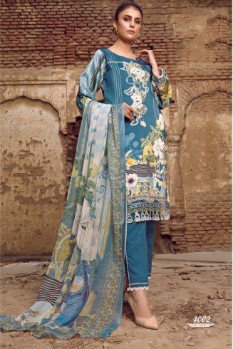 Teal Blue Readymade Pakistani Designer Suit
