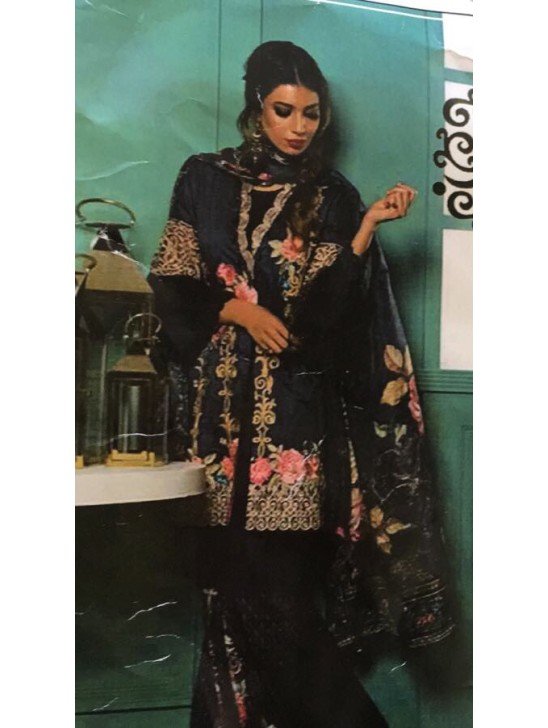 BLACK LINEN READY MADE PAKISTANI STYLE SALWAR KAMEEZ