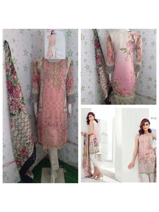 Pink Pakistani Lawn Readymade Salwar Suit