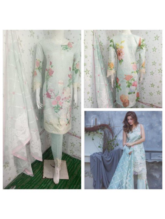 SKY BLUE SUMMER LAWN READY MADE PAKISTANI SALWAR SUIT