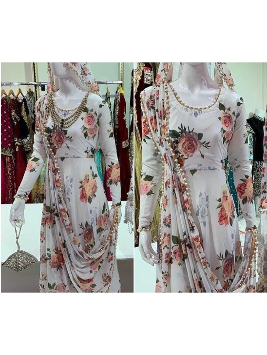 WhIte Women Designer Floral 3D Dress