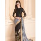 ASH GREY AND BLACK CONTRAST DESIGNER SAREE