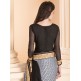 ASH GREY AND BLACK CONTRAST DESIGNER SAREE