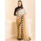 GOLD BEIGE OMBRE SAREE WITH STITCHED BLACK BLOUSE