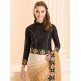 GOLD BEIGE OMBRE SAREE WITH STITCHED BLACK BLOUSE