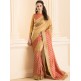 ZACS-28 PEACH BROCADE SAREE WITH MATCHING BLOUSE