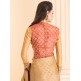 ZACS-28 PEACH BROCADE SAREE WITH MATCHING BLOUSE