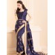 ZACS-26 NAVY BLUE INDIAN DESIGNER PARTY WEAR SAREE WITH FULL SLEEVE BLOUSE