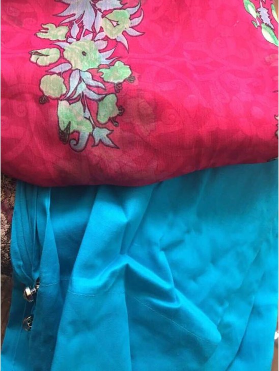 MARIA B PINK AND TURQUOISE PAKISTANI STYLE READY MADE SUIT