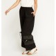 Stunning Black Embroidered Hem Wide Leg Trousers