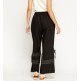 Stunning Black Embroidered Hem Wide Leg Trousers