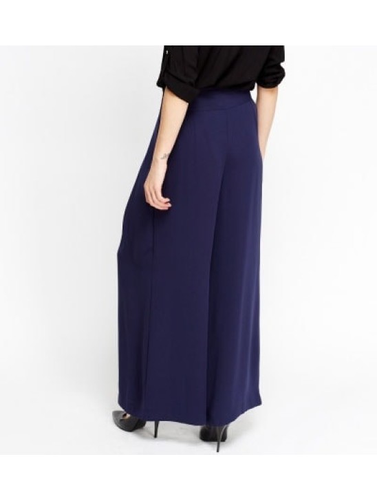 High Waisted Flared Navy Trouser