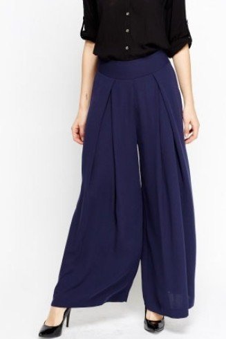 High Waisted Flared Navy Trouser