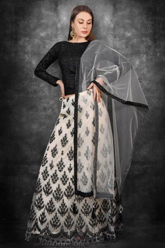Black & White Indian Designer Lehenga