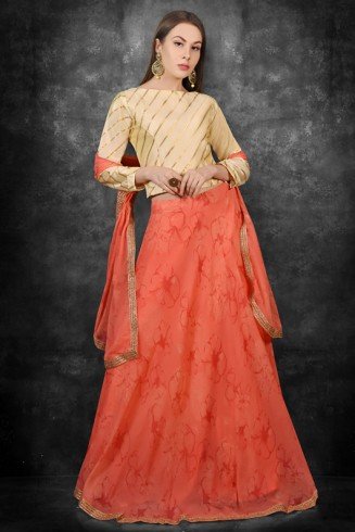 Gold & Orange Pakistani Designer Wedding Lehenga