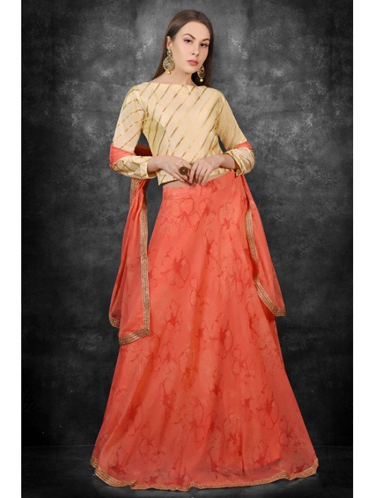 Gold & Orange Pakistani Designer Wedding Lehenga