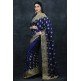 Splendid Royal Blue Indian Designer Evening Saree