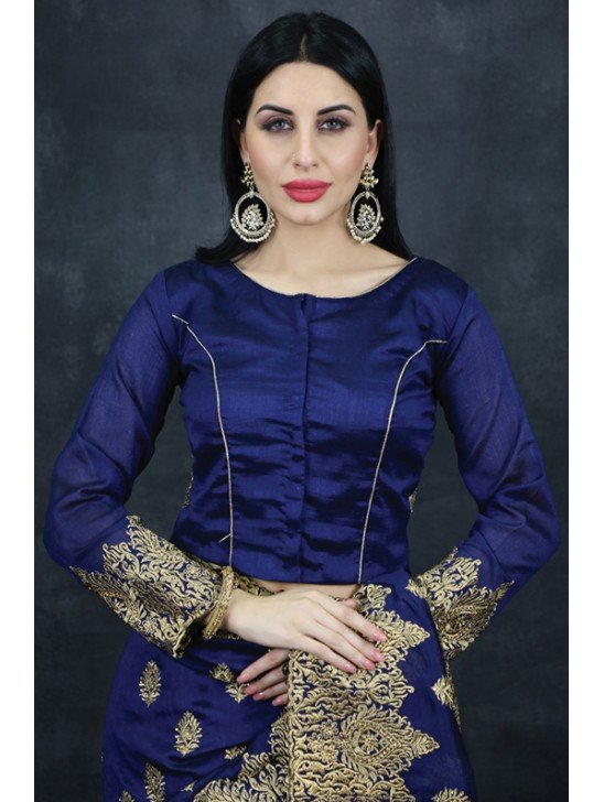 Splendid Royal Blue Indian Designer Evening Saree