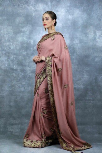 Rose Pink Indian Designer Saree Pakistani Wedding Outfit
