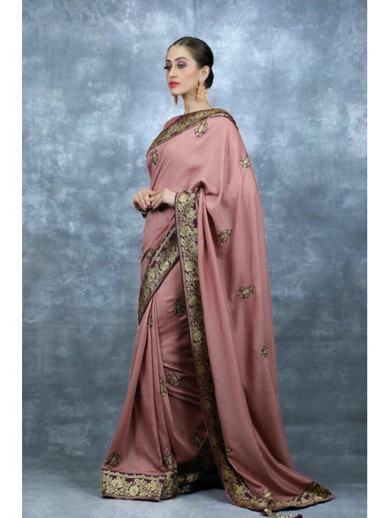 Rose Pink Indian Designer Saree Pakistani Wedding Outfit