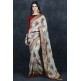 Fawn Floral Printed Saree Indian Party Wear Red Blouse Sari