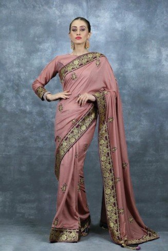 Rose Pink Indian Designer Saree Pakistani Wedding Outfit