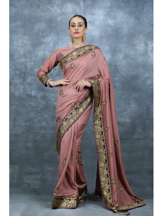 Rose Pink Indian Designer Saree Pakistani Wedding Outfit