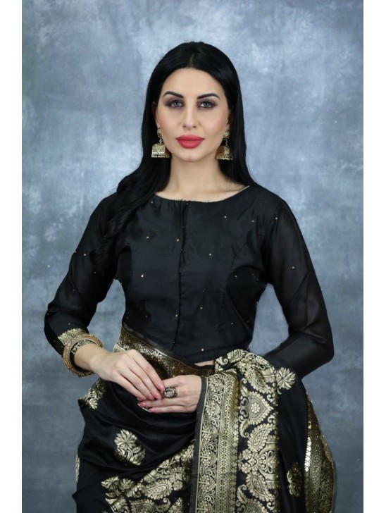 Black Brocade Saree Indian Designer Wear Online UK