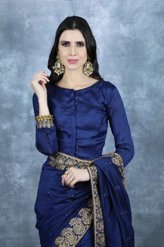 Navy Blue Designer Party Wear Saree Asian Ethnic Wedding Saree