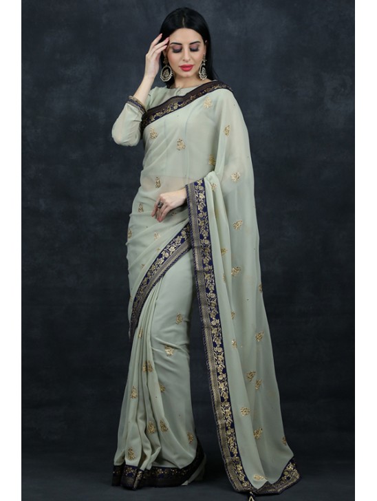 Cement Grey Saree Buy Indian Designer Saree Online