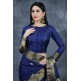 Navy Blue Readymade Saree Brocade Border Ethnic Indian Sari