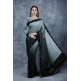 Grey & Black Embroidered Saree Indian Fancy Party Saree