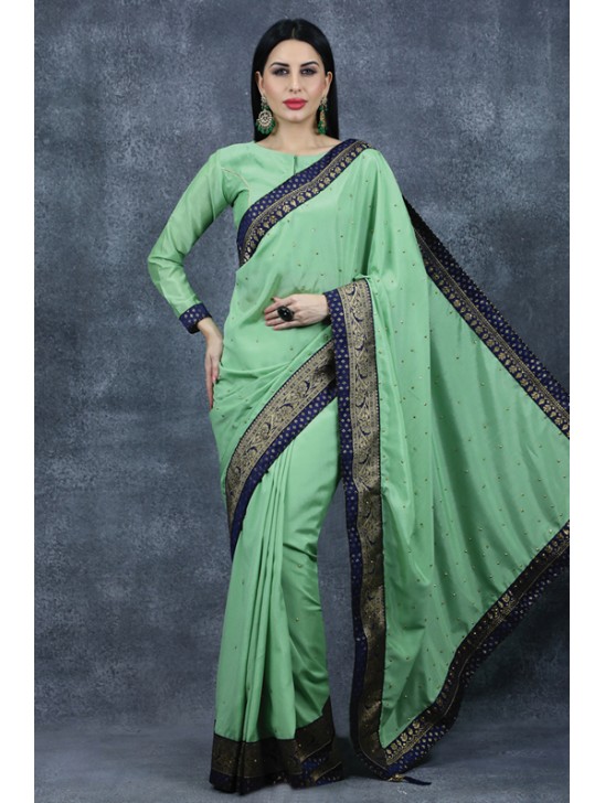 Saree Blouse In Pista Green Indian Formal Occasional Saree