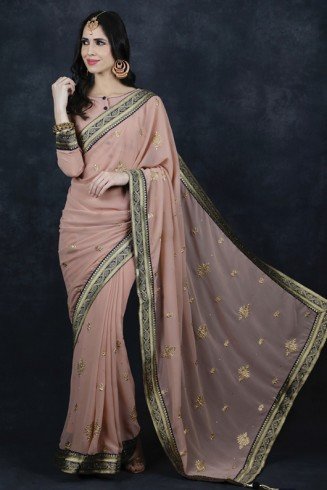 Peach Party Wear Saree Indian Wedding Saree