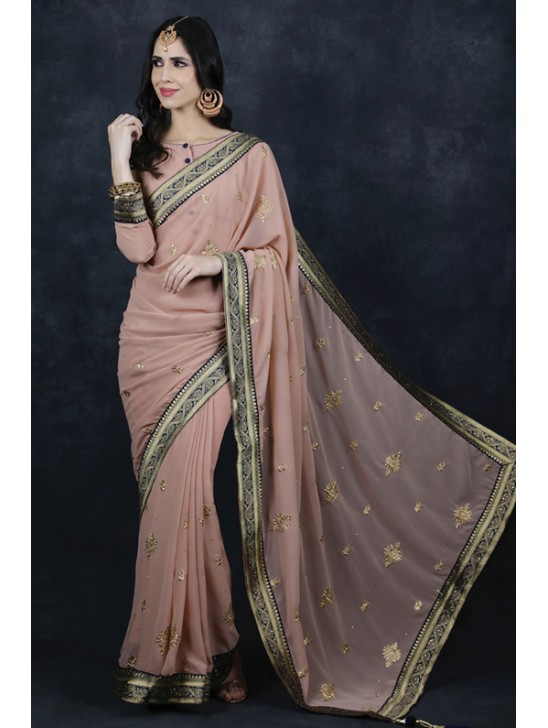 Peach Party Wear Saree Indian Wedding Saree