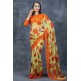 Lemon Floral Printed Saree Indian Casual Sari