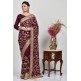 Dark Maroon Embroidered Designer Wedding Saree