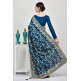 Teal Blue Designer Embroidered Saree