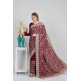 Plum Embroidered Crepe Indian Wedding Saree