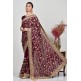 Dark Maroon Embroidered Designer Wedding Saree