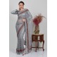 Grey Indian Designer Net Saree