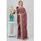 Plum Embroidered Crepe Indian Wedding Saree