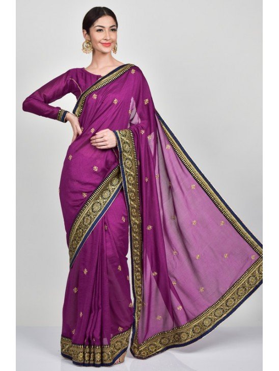 Purple Indian Designer Party Saree