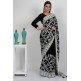 Black & White Embroidered Evening Saree