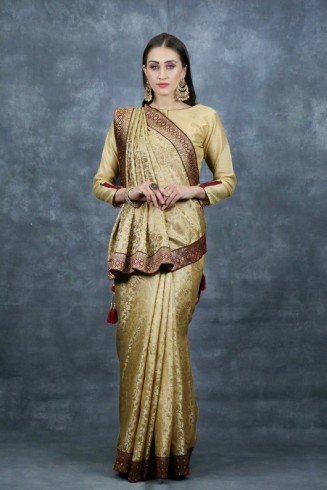 Gold Ethnic Indian Wedding Saree
